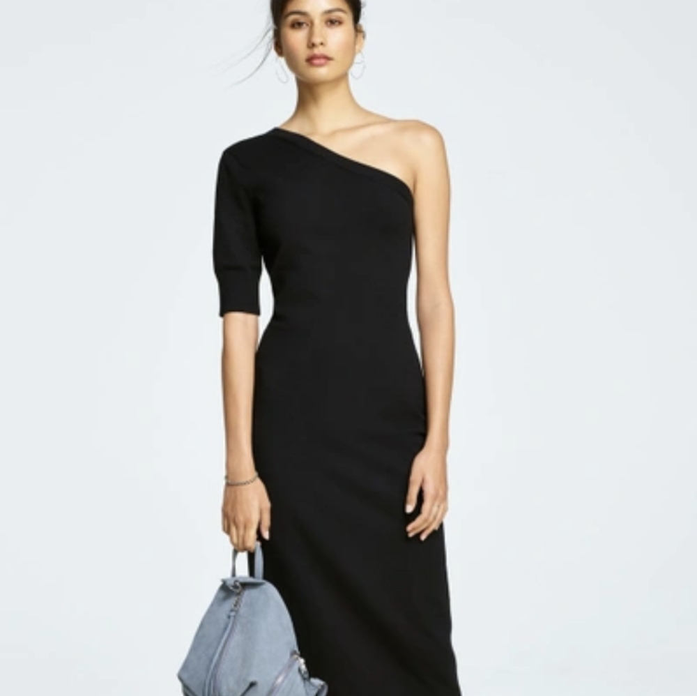 Rebecca Minkoff One Shoulder Sweater Dress LBD Date Night Cocktail Party